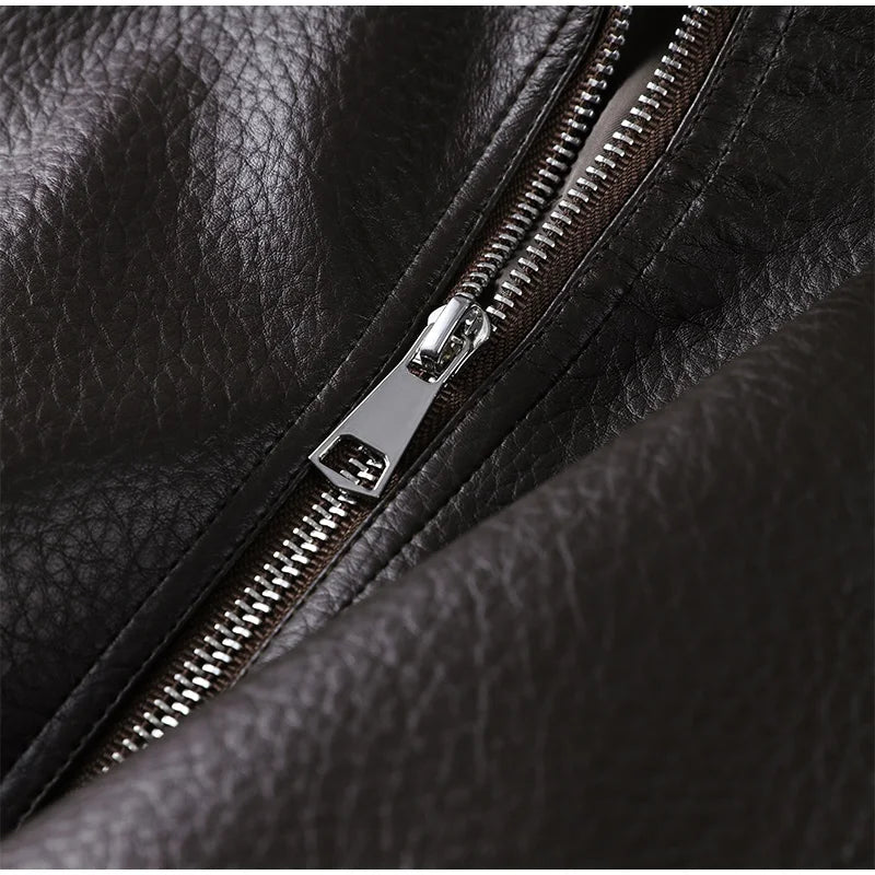 Drawstring Waist Leather Jacket