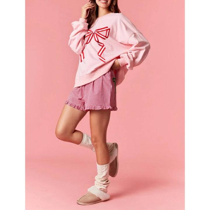 Oversized Bow Patch Sweatshirts