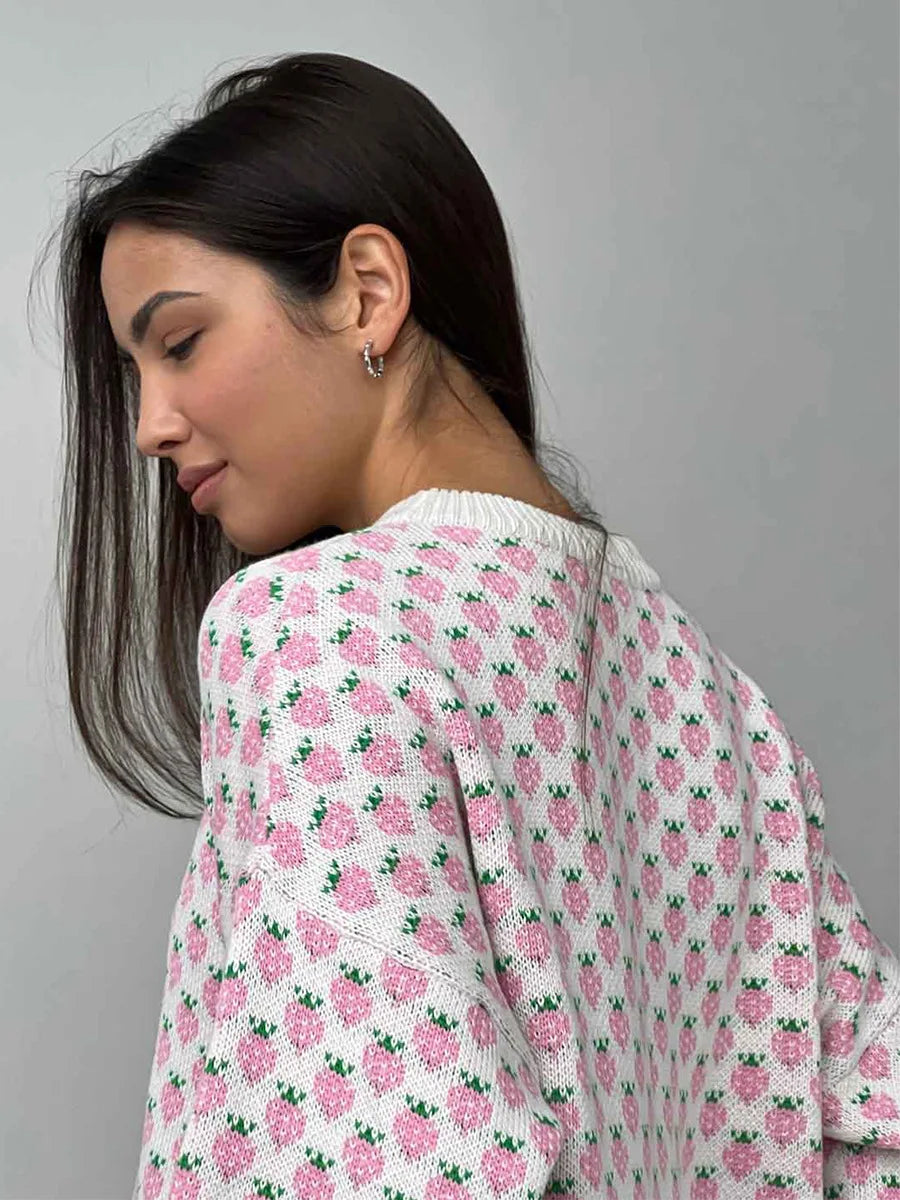 Strawberry Jacquard Sweater