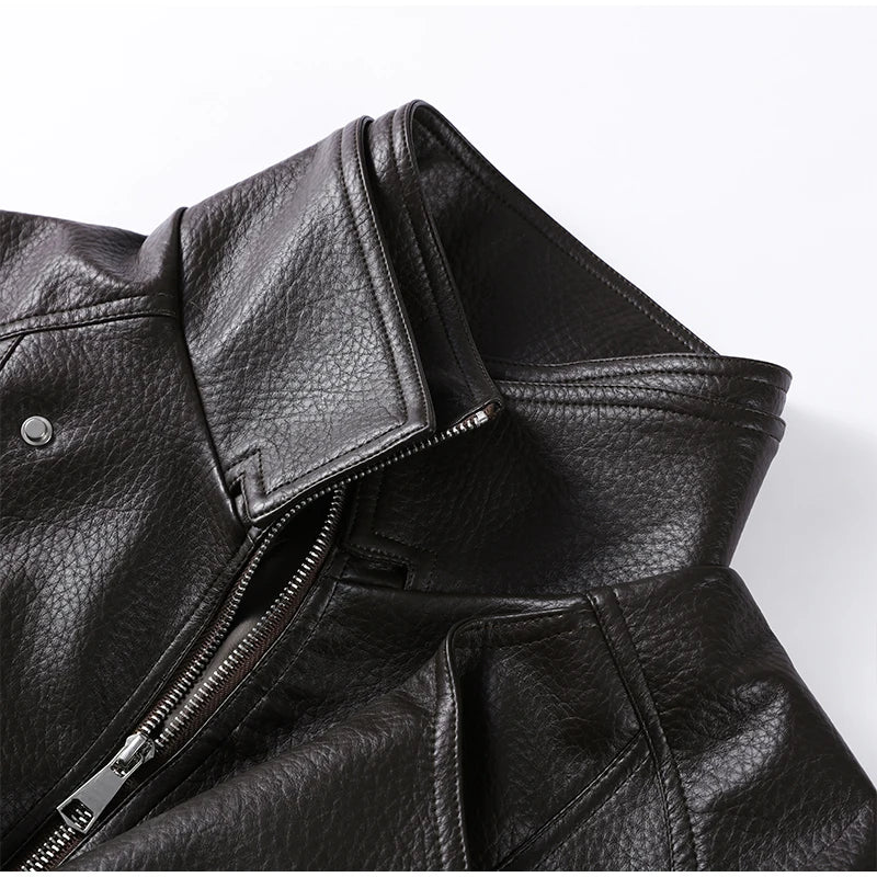 Drawstring Waist Leather Jacket