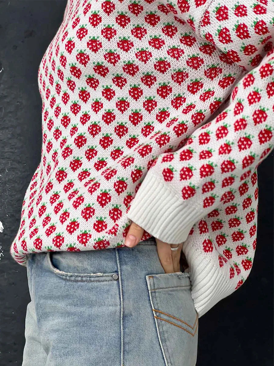 Strawberry Jacquard Sweater