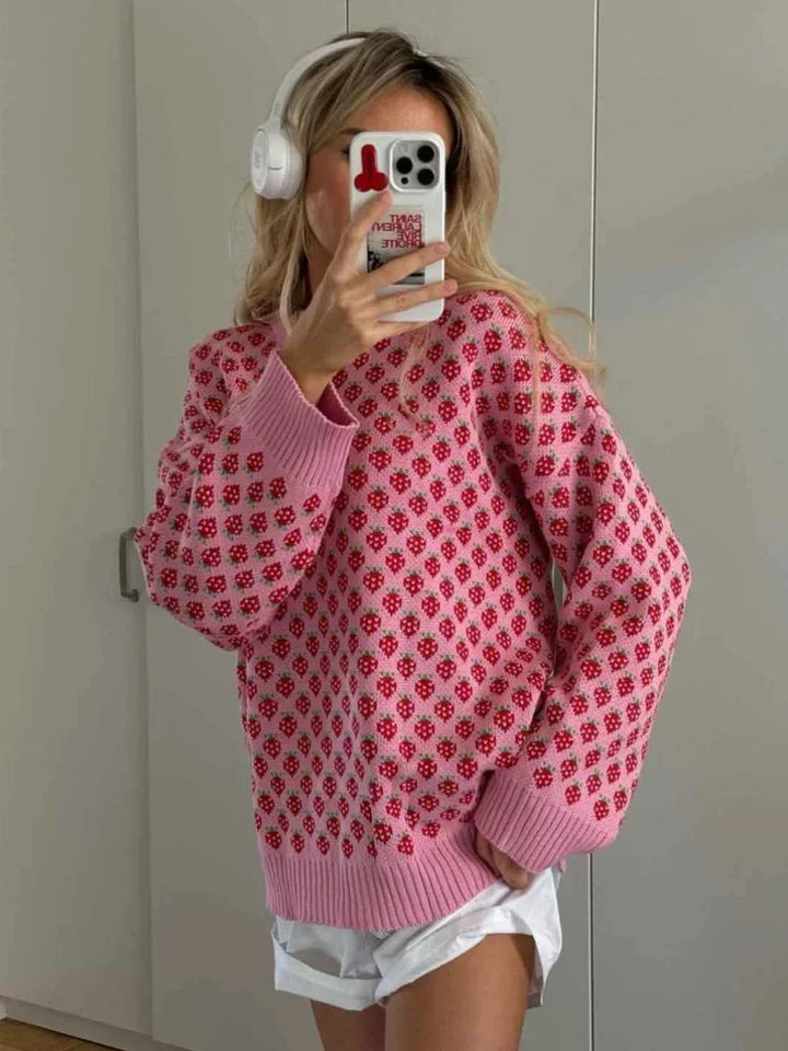 Strawberry Jacquard Sweater