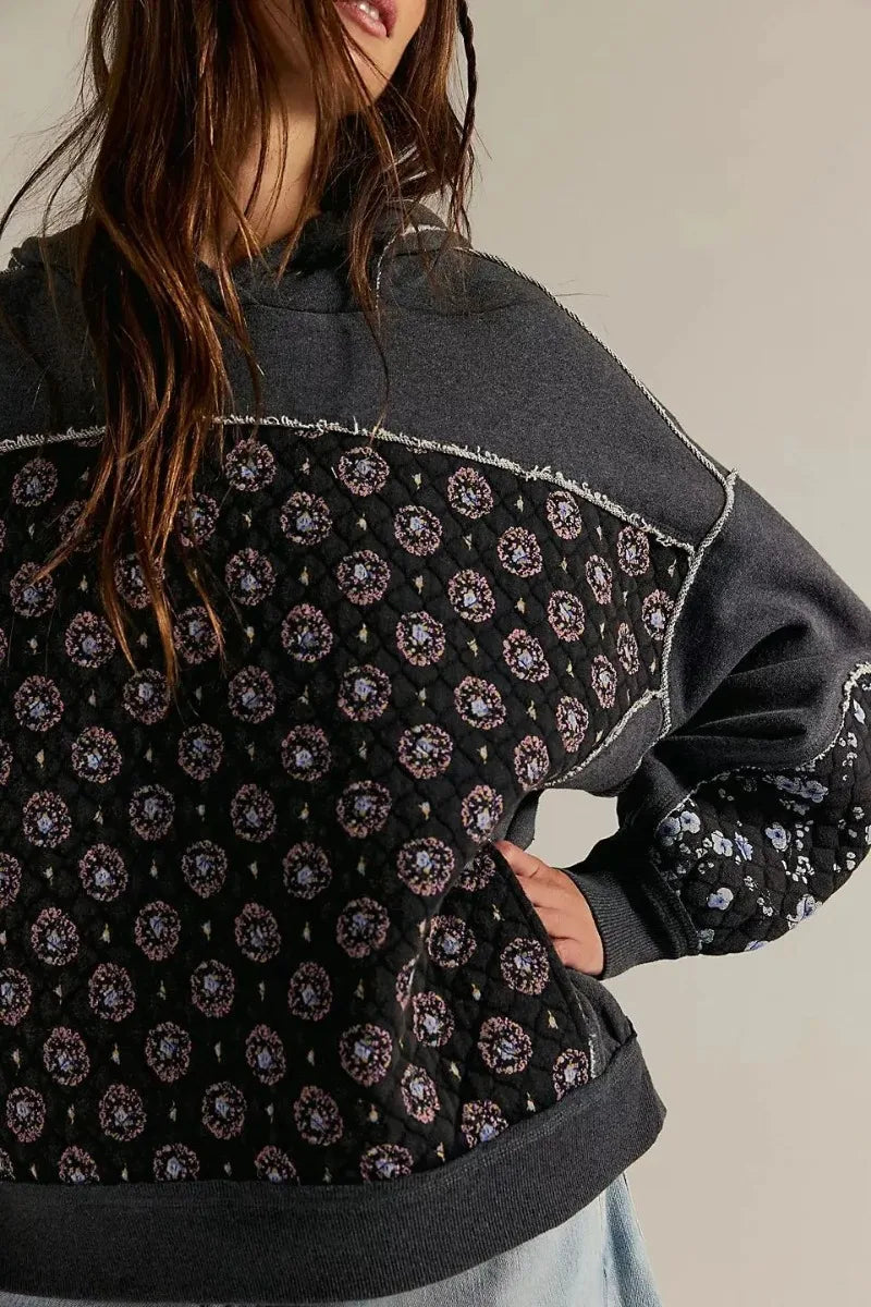 Embroidered Splicing Sweatshirt