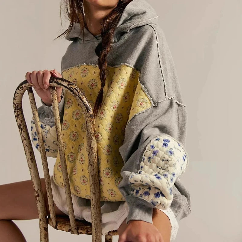 Embroidered Splicing Sweatshirt
