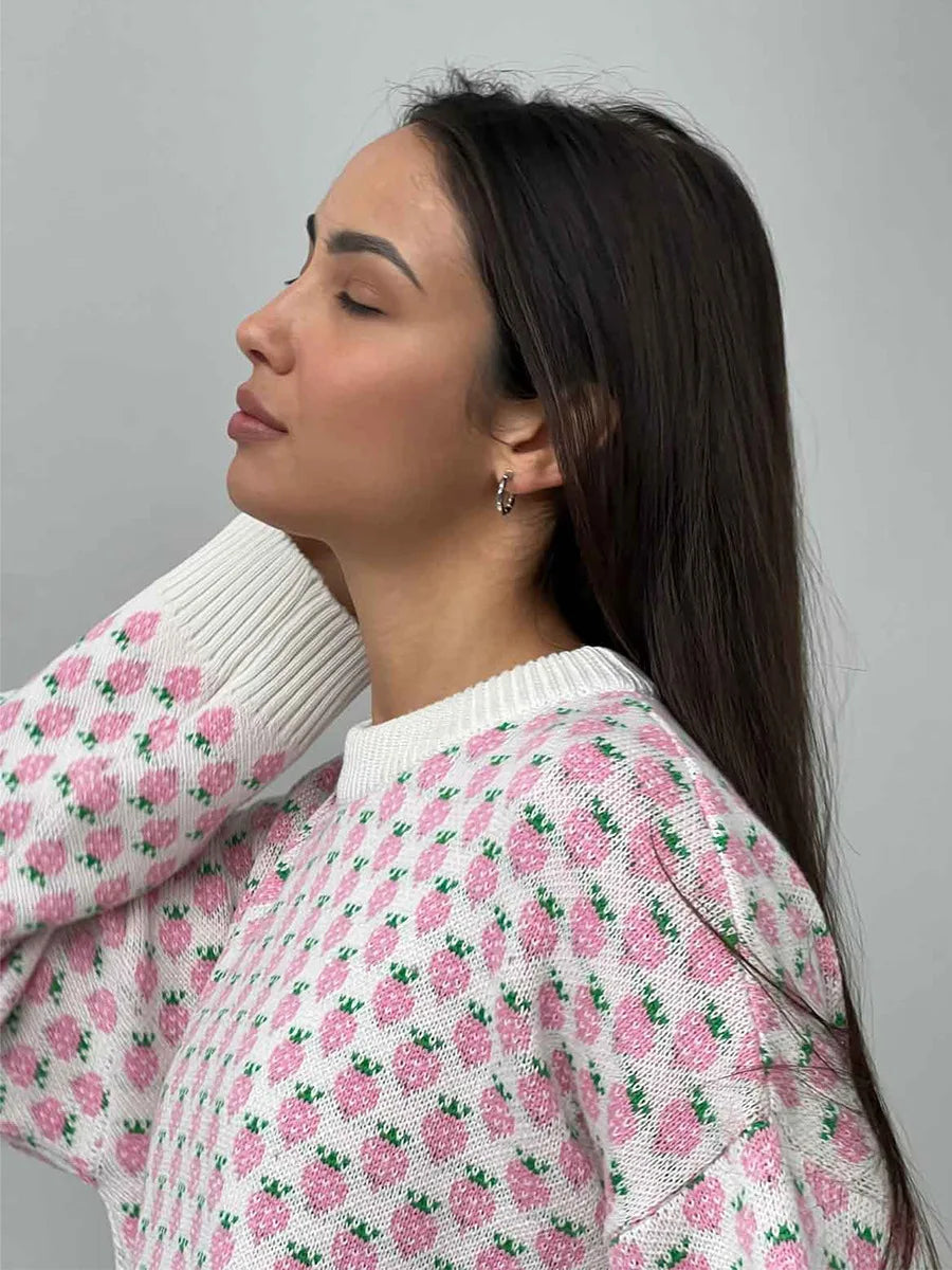 Strawberry Jacquard Sweater