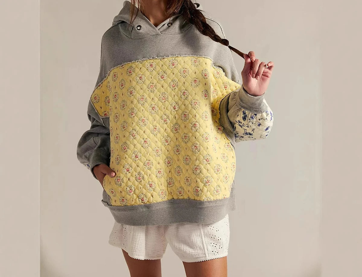 Embroidered Splicing Sweatshirt