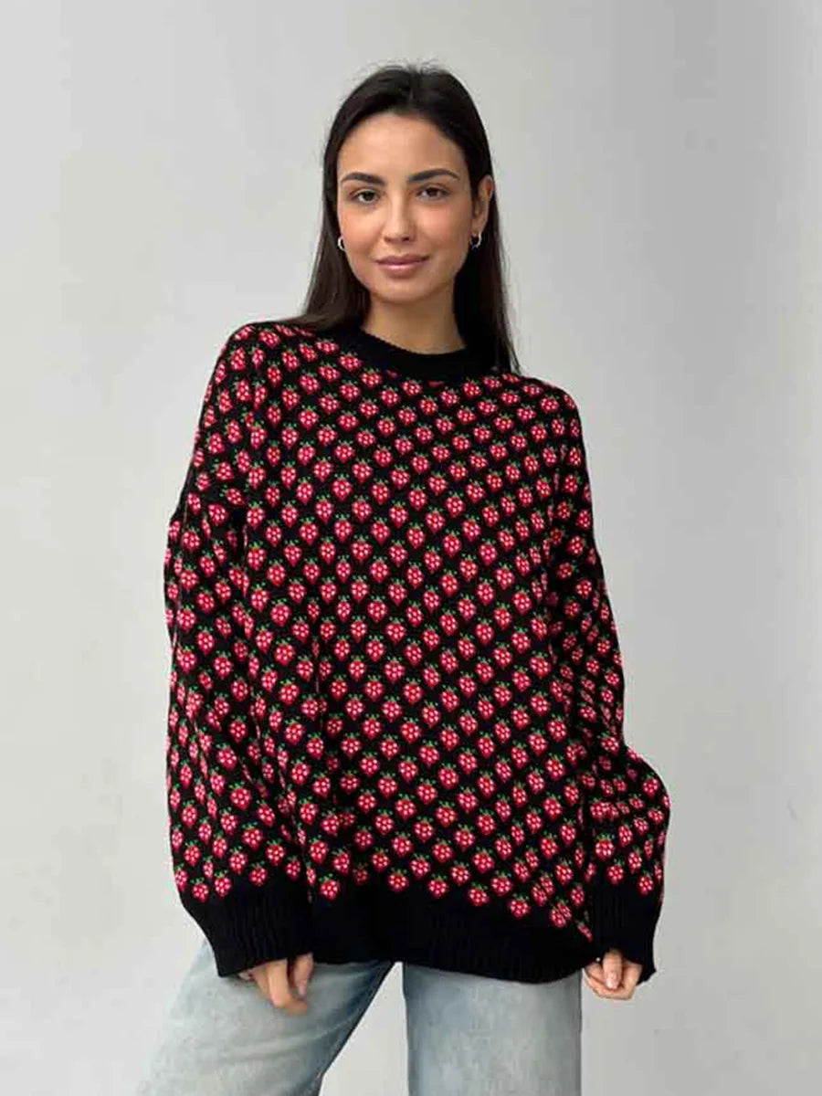 Strawberry Jacquard Sweater