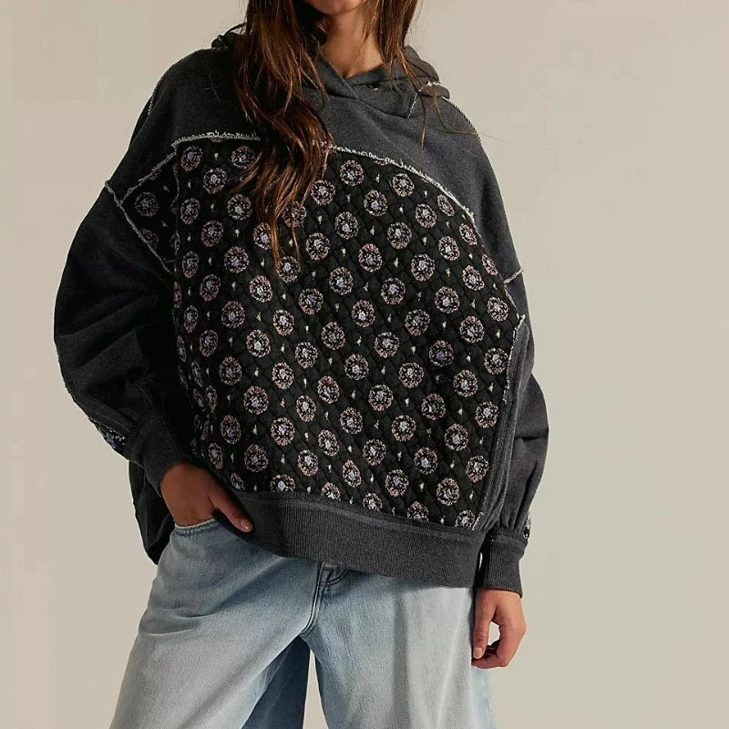 Embroidered Splicing Sweatshirt