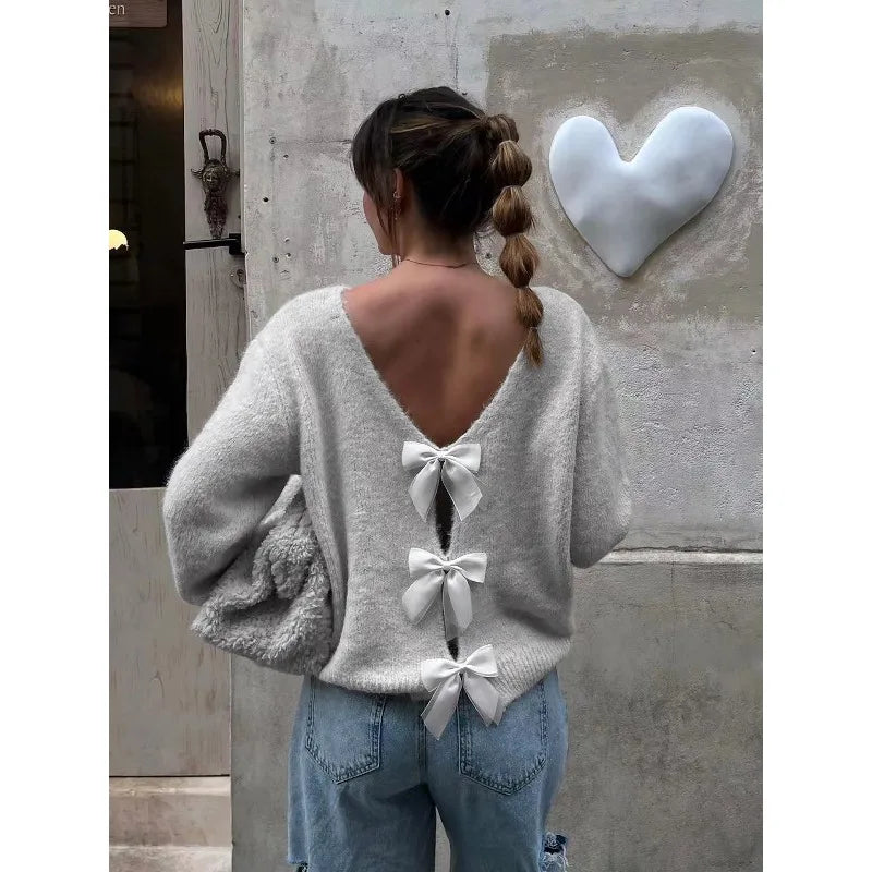 Sweet Bow Knitted Sweater