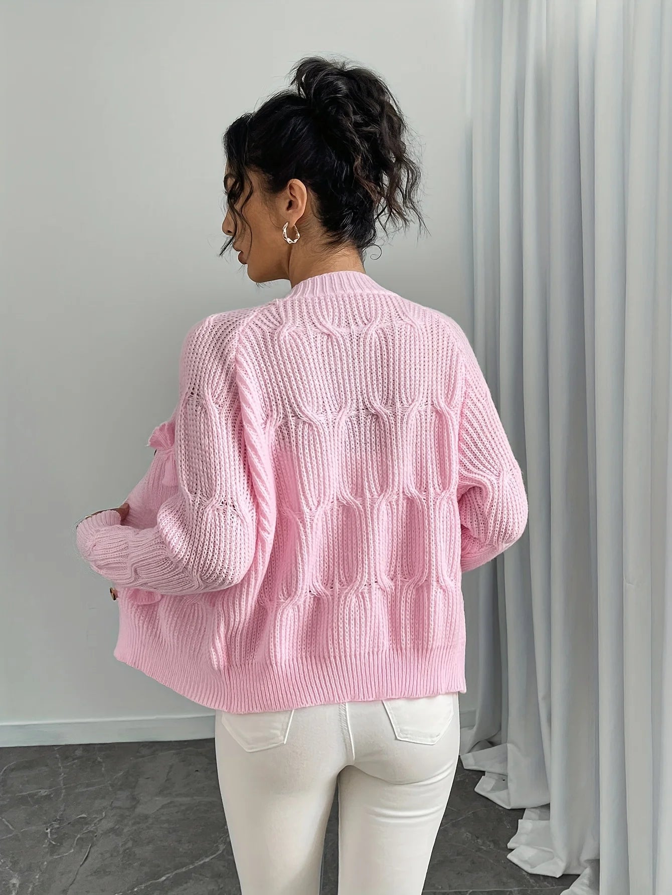 Long Sleeve Bow Knit Cardigan