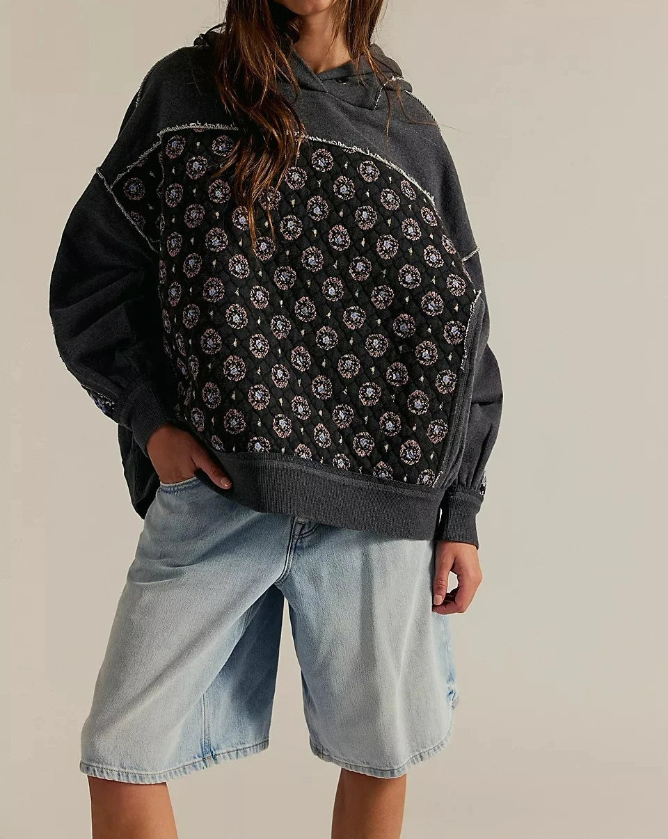 Embroidered Splicing Sweatshirt