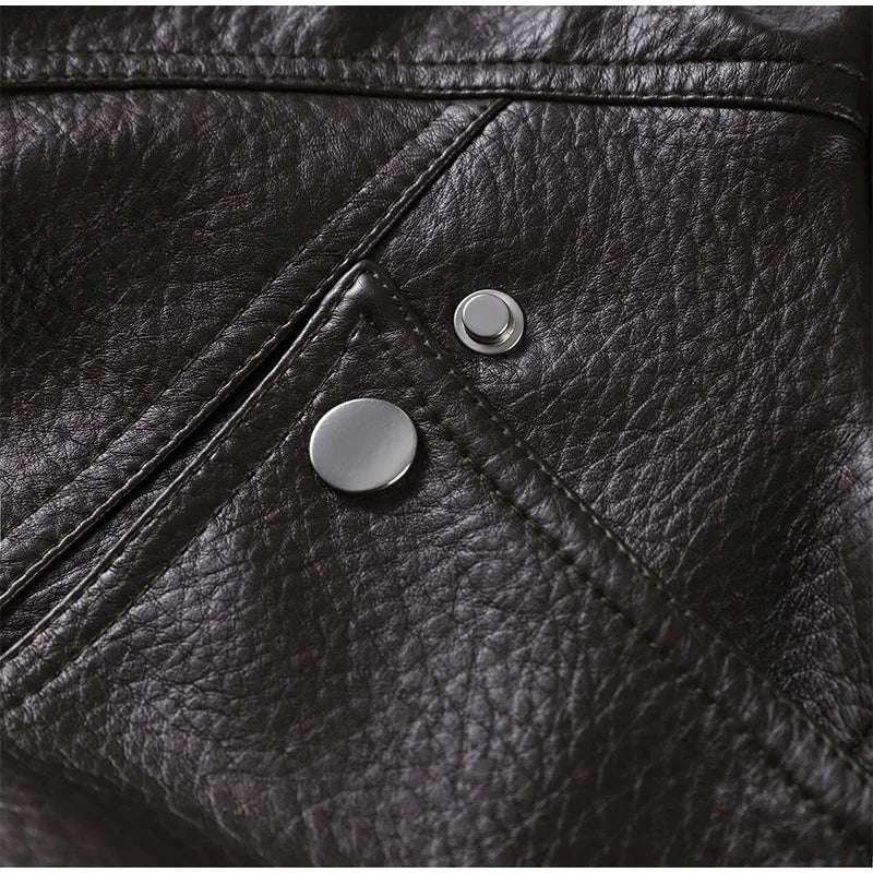 Drawstring Waist Leather Jacket