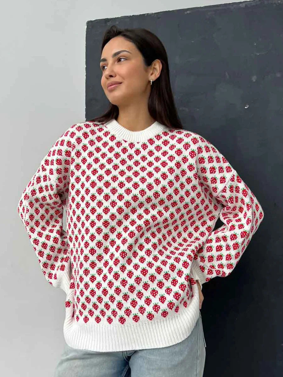 Strawberry Jacquard Sweater