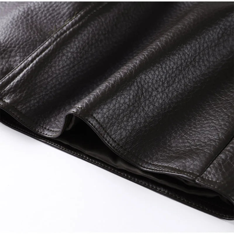 Drawstring Waist Leather Jacket