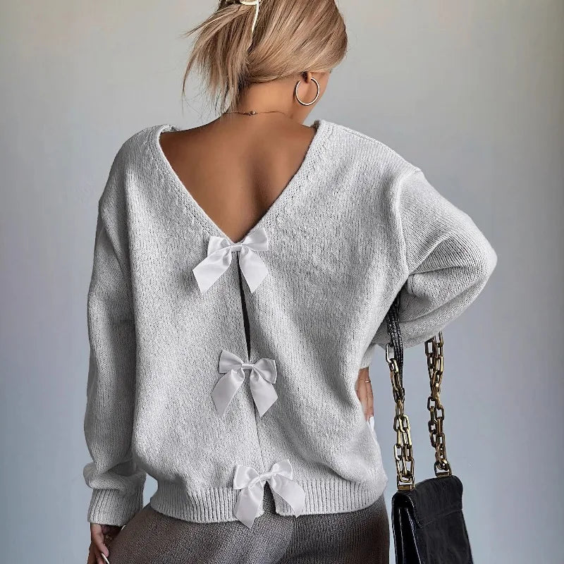 Sweet Bow Knitted Sweater